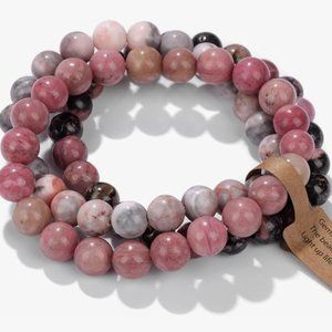 3 Pc Healing Crystal Bracelets - Natural Stone Beaded Stretch Bracelet